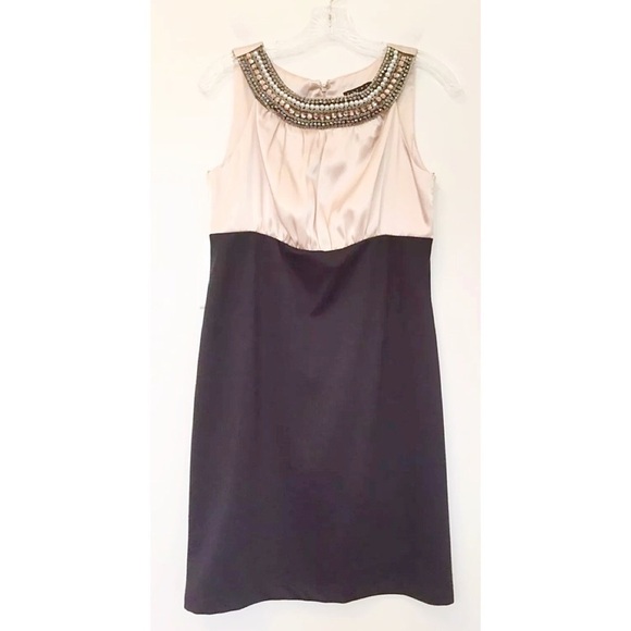 TIANA B. PET Embellished Champagne / Black Dress - Picture 1 of 6